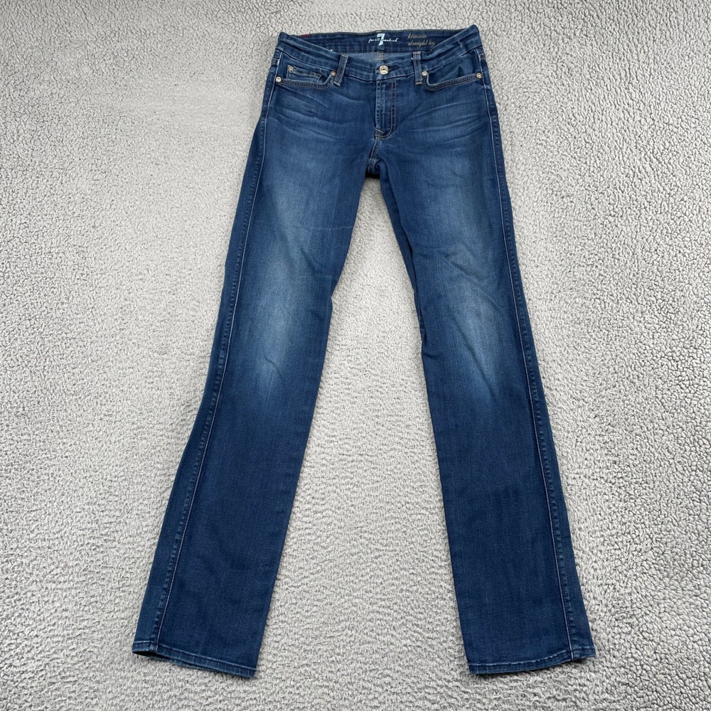 7 For All Mankind Jeans Women 30 Blue Kimmie Straight Leg Denim Stretch USA